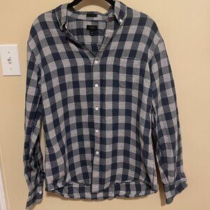 J.Crew Men's Medium Slim Fit Linen Button Down Long Sleeve Flannel Shirt